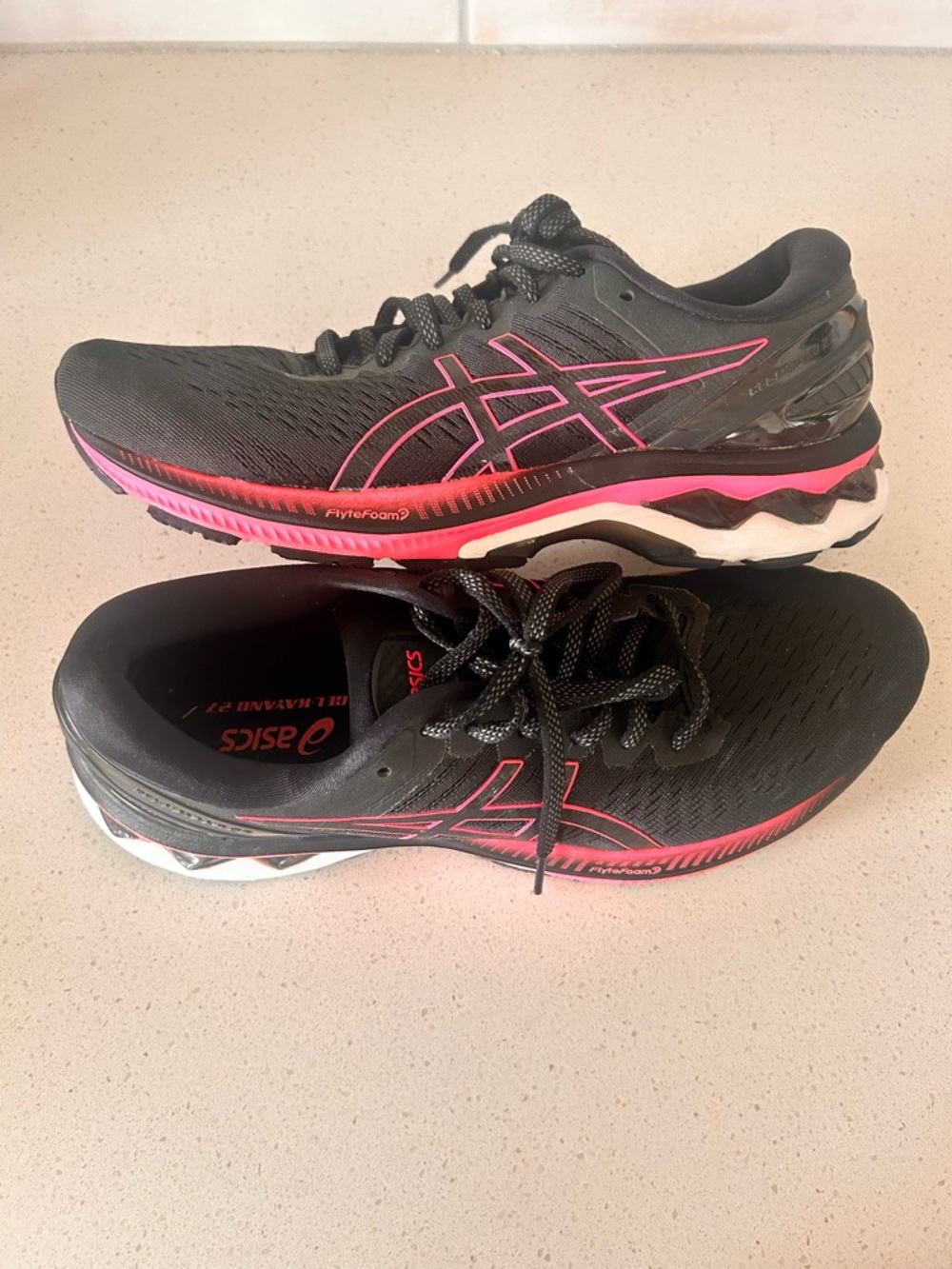 ASICS Women’s Black Athletic Shoes with Pink Details